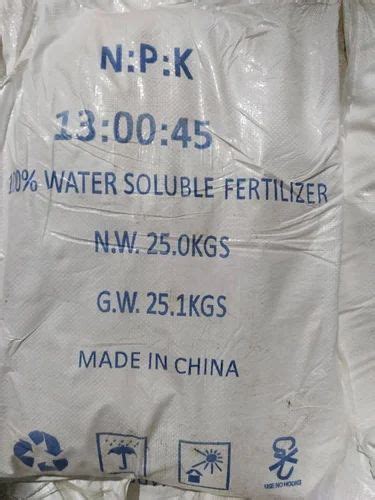 Agricultural Grade Packaging Size 25kg Npk 13 00 45 Water Soluble Fertilizers For Agriculture