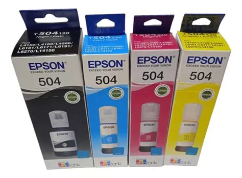 Kit 4 Botellas Tinta Epson 504 Negro Cian Magenta Amarillo Envío gratis