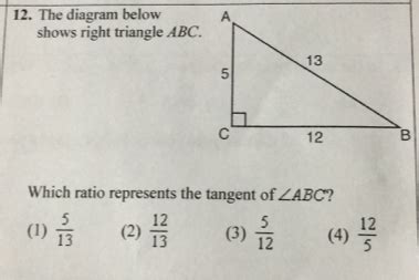 Solved The Diagram Below Shows Right Triangle Abc Which Ratio