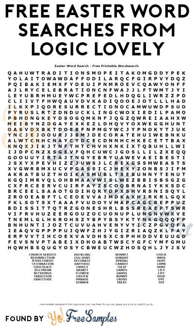 FREE Easter Word Searches From Logic Lovely