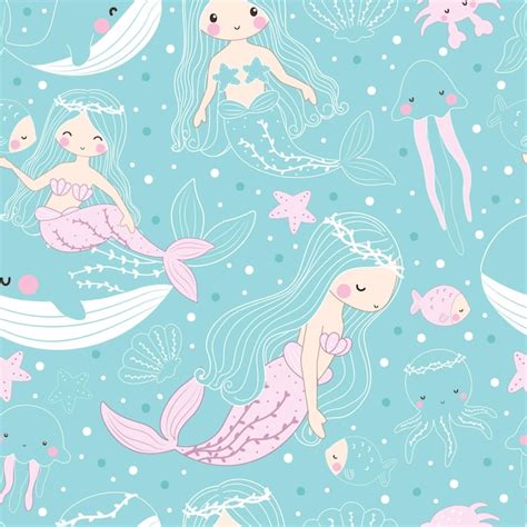 Vector De Fondo De Animales Marinos Lindos Vector Premium