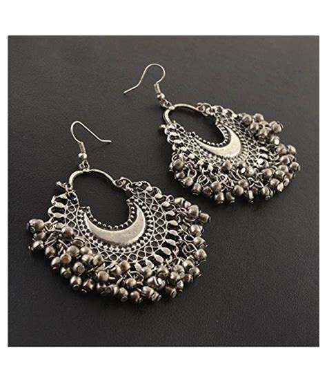 Bandish Antique Oxidised Silver Chandbali Earrings Buy Bandish