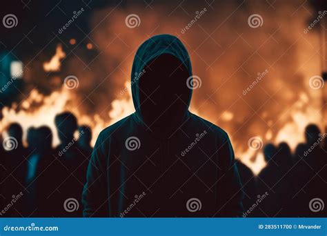 Hooded Man Protests People Silhouettes Street Violence Street On