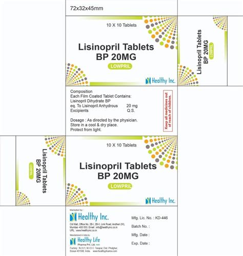 Lisinopril Tablet Bp 20 Mg At Rs 135stripe Zestril In Mumbai Id