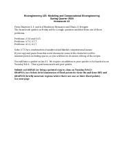 Bioengineering 125 HW 3 Docx Bioengineering 125 Modeling And