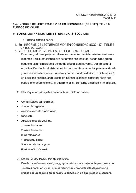 5TO Informe Tarea DE VIDA EN Comunidad PARA SEC 50 KATIUSCA A