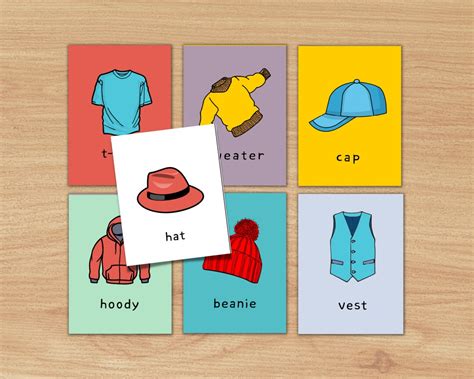 Clothing Flashcards ESL, 32 Printable English Language Vocabulary Cards ...