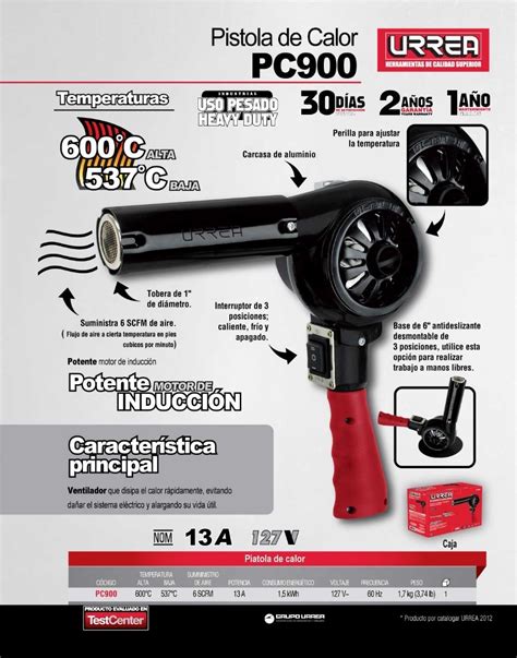 Pistola De Calor 600c 120v 13a Uso Extra Pesado Urrea Pc900 2 107