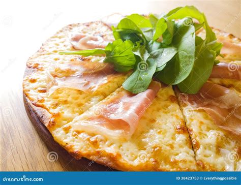 Itallian Pizza Parma Ham Stock Image Image Of Baked 38423753