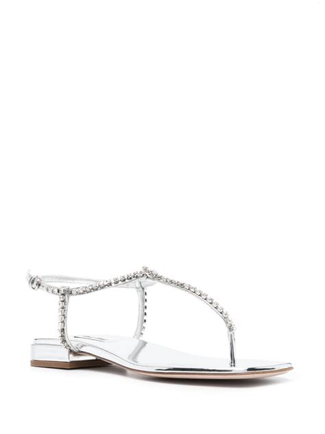 Miu Miu Crystal Embellished T Bar Sandals Farfetch