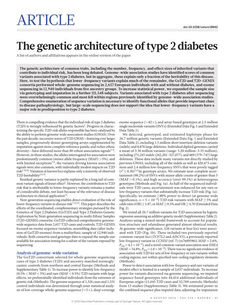 Pdf The Genetic Architecture Of Type 2 Diabetes