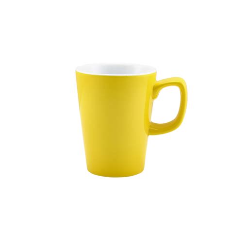 Genware Porcelain Yellow Latte Mug Cl Oz