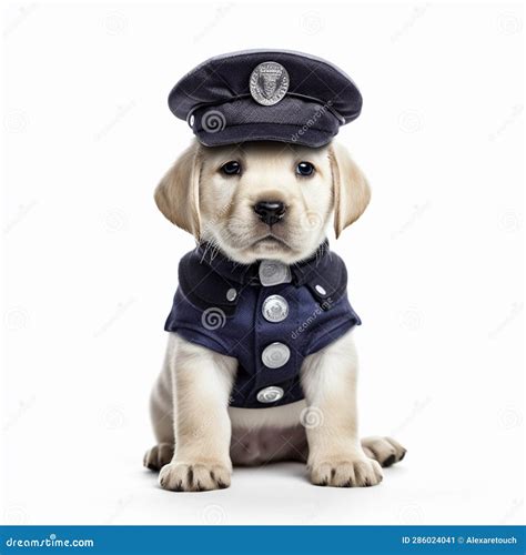 Cute Labrador Puppy in the Form of a Policeman Stock Illustration ...