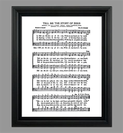 Tell Me The Story Of Jesus Hymn Lyrics Hymnal Sheet Sheet Music Home Decor Inspirational Art