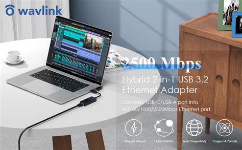 WAVLINK Adaptateur USB C Et USB A Vers 2 5 Gigabit Ethernet Compact