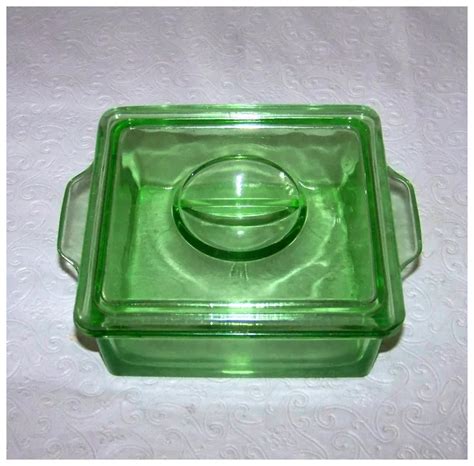 Vintage Hazel Atlas Green Depression Glass Refrigerator Ware