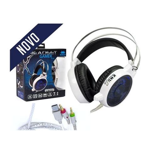 Headset Gamer Microfone Knup Kp 402 7 1 Bass Vibration Led Branco