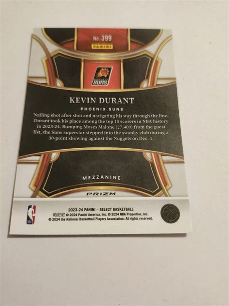 Panini Select Kevin Durant Mezzanine Silver Prizm Suns Ebay