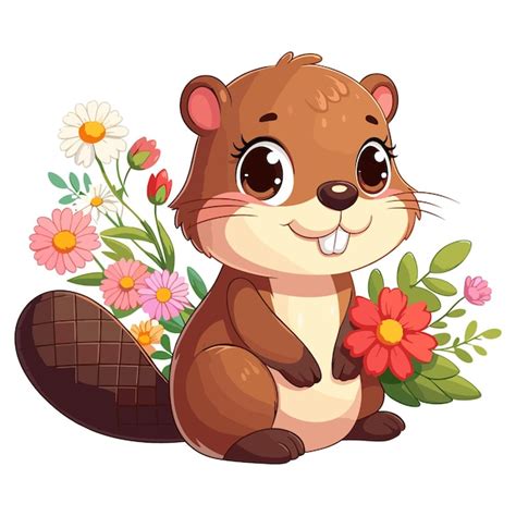 Premium Vector Cute Beaver Vector Cartoon Illustration