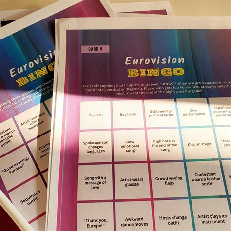 EUROVISION 2024 Printable Bingo Scorecards With Pictures Semi Finals