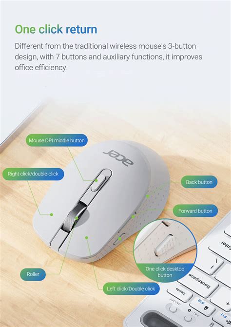 Acer Wireless Mouse M155 Wireless Bluetooth Dual Mode Mouse Type C