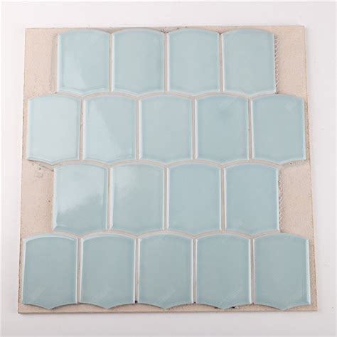 Wholesale Tunnel Shape Pale Blue Irregular Ceramic Mosaic Tiles For