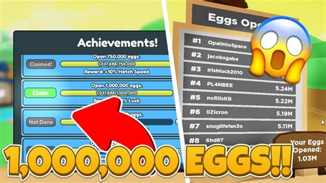 😱🥚 I Finally Hatched A Total Of 1000000 Eggs🏆 Roblox Clicker