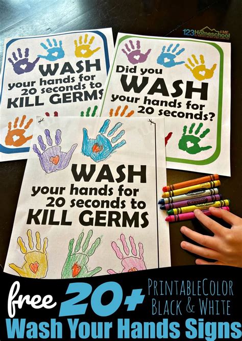 🧼 20+ Free Hand Washing Signs Printables for Kids