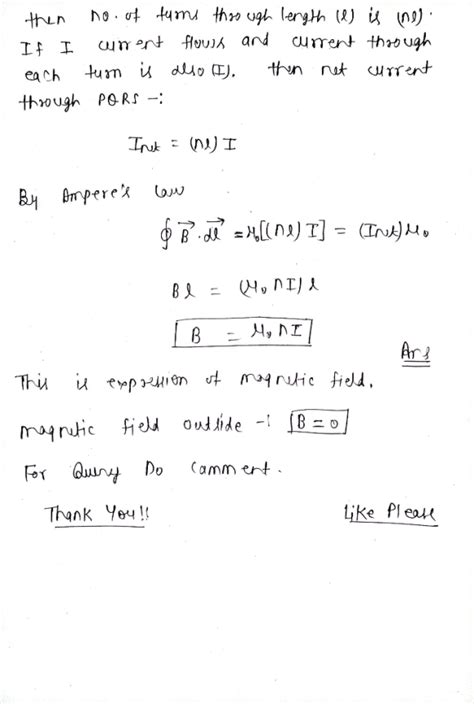 Using Ampere’s Law Derive The Formula For The Magnetic Field For The Infinitely Long Solenoid Of