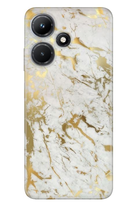 INFINIX Hot Kılıf Kamera Korumalı Silikon Desenli Resimli UV Kapak Altın Mermer Fiyatı