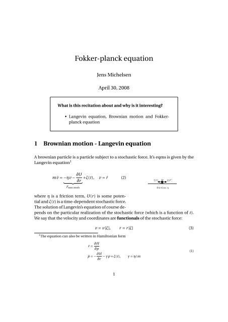 Fokker Planck Equation