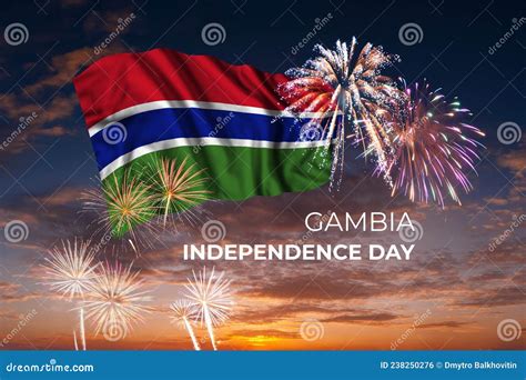 Fireworks And Flag Of Gambia Stock Photo Image Of Celebrate Show