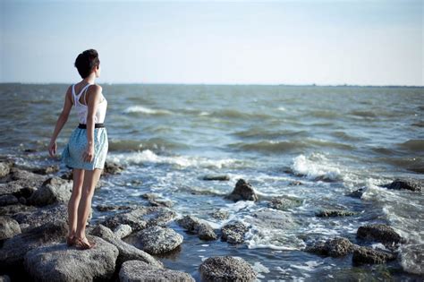 Wallpaper Women Outdoors Model Sea Bay Rock Shore Sand Beach Coast Vacation Ocean