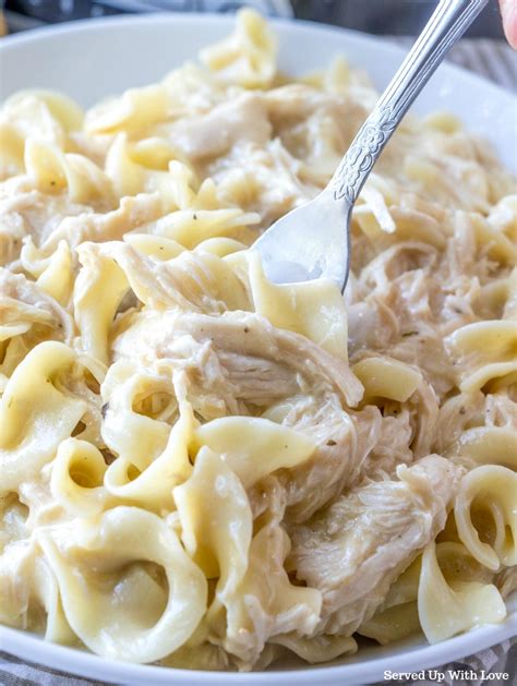 Crock Pot Chicken And Noodles Served Up With Love