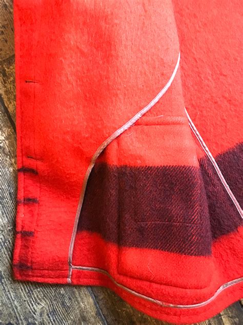 Vintage 1950s Rare Red Hudsons Bay Four Point Blanket Jacket Hand Made