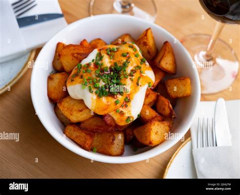 Spanish Fried Potatoes Patatas Bravas Stock Photo Alamy