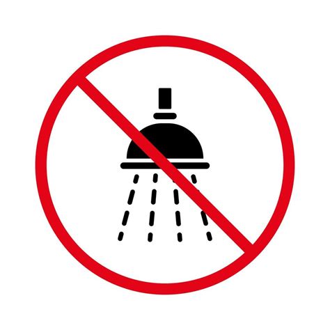 Forbidden Use Shower Pictogram Warning Ban Wash Water Bath Black Silhouette Icon Prohibited