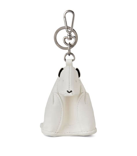 Womens Mulberry White Leather Polar Bear Keyring Harrods Uk