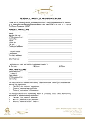 Fillable Online Personal Particulars Update Form Fax Email Print