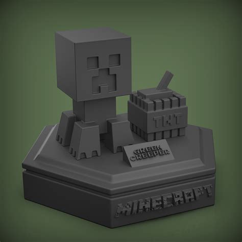 STL File 1 Minecraft Green Creeper Desk Toy Decor 3D Printer