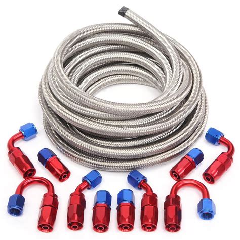 An An An Fitting Stainless Steel Braided Oil Fuel Hose Line