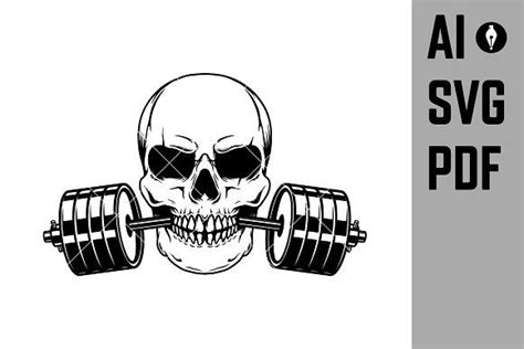 Skull Barber Svg Skull Fitness Svg Skull Svg Barbell Gym Svg Skeleton Gym Svg Cute Funny Gym Svg