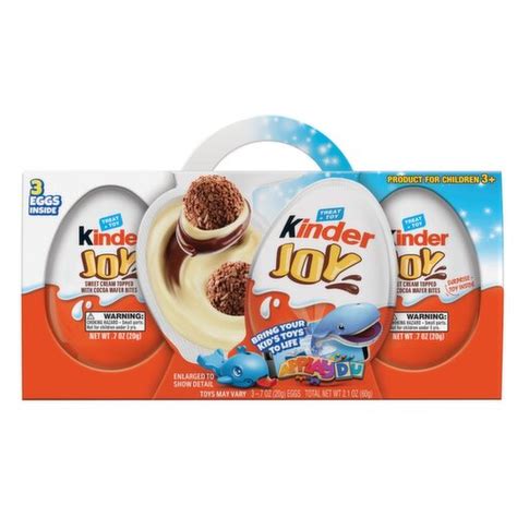Kinder Joy Treat Toy Sweet Cream Topped With Cocoa Wafer Bites 7 Oz