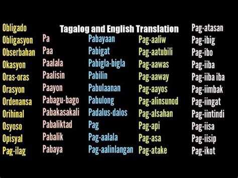 Filipino Words Start With Letter O P Tagalog And English