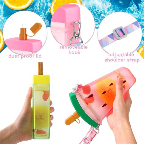 8 botellas de agua lindas con pajilla tazas de helado de sandía Kawaii