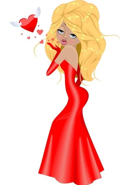 Premium Vector Beautiful Girl In A Red Dress Vector