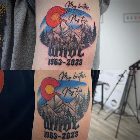 Colorado Flag With Mountains Tattoo