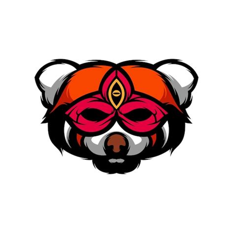 Dise O De Logotipo De Mascota De M Scara De Panda Rojo Vector Premium