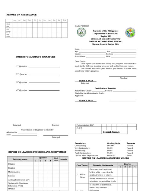 Form 138 Template 2015 2016