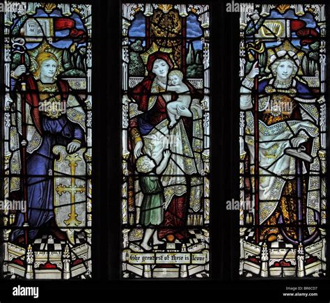 A Stained Glass Window By C E Kempe Co 1907 Depicting Three Virtues